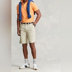Polo Ralph Lauren 34 Beige Pockets Logo Belt Loops 100% Cotton Men's Shorts